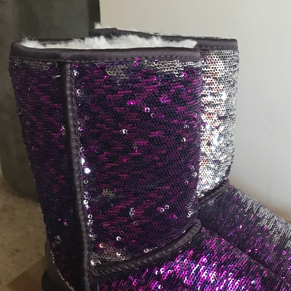 Purple & Silver Sparkly Women Ugg Boots